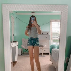 striped pacsun off the shoulder shirt